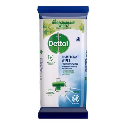 Dettol Antibacterial Disinfectant Wipes Fresh 45s