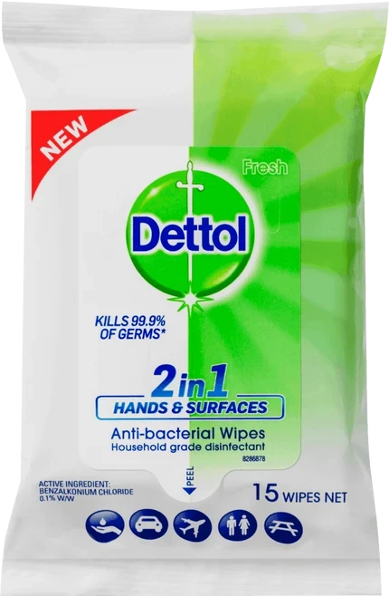 Dettol 2 in 1 Hands & Surfaces Anti-Bacterial Wipes